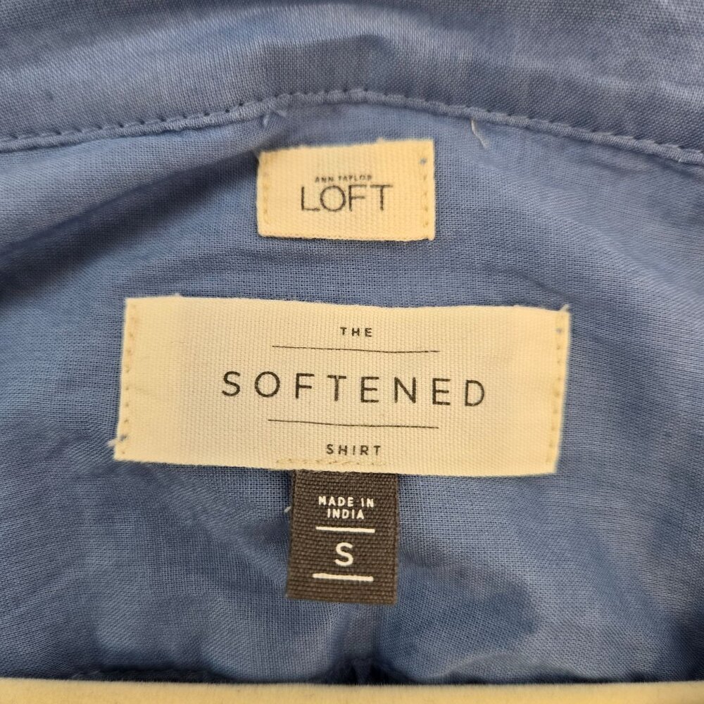 Loft The Softened Half Button Down Oversized Popover Shirt Size Small - Picture 3 of 6